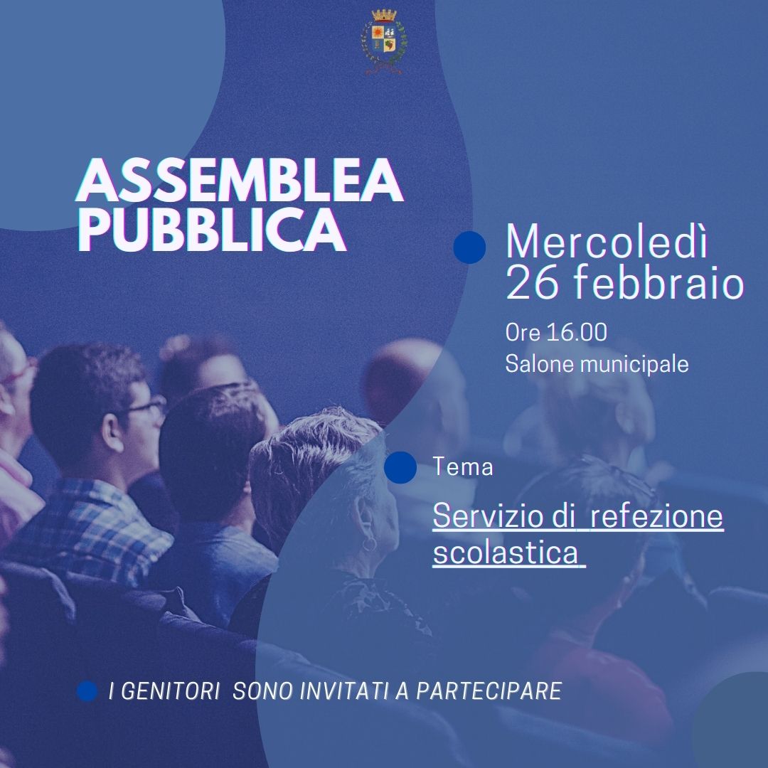 Mercoledì 26 febbraio alle ore 16 assemblea pubblica sul servizio di refezione scolastica