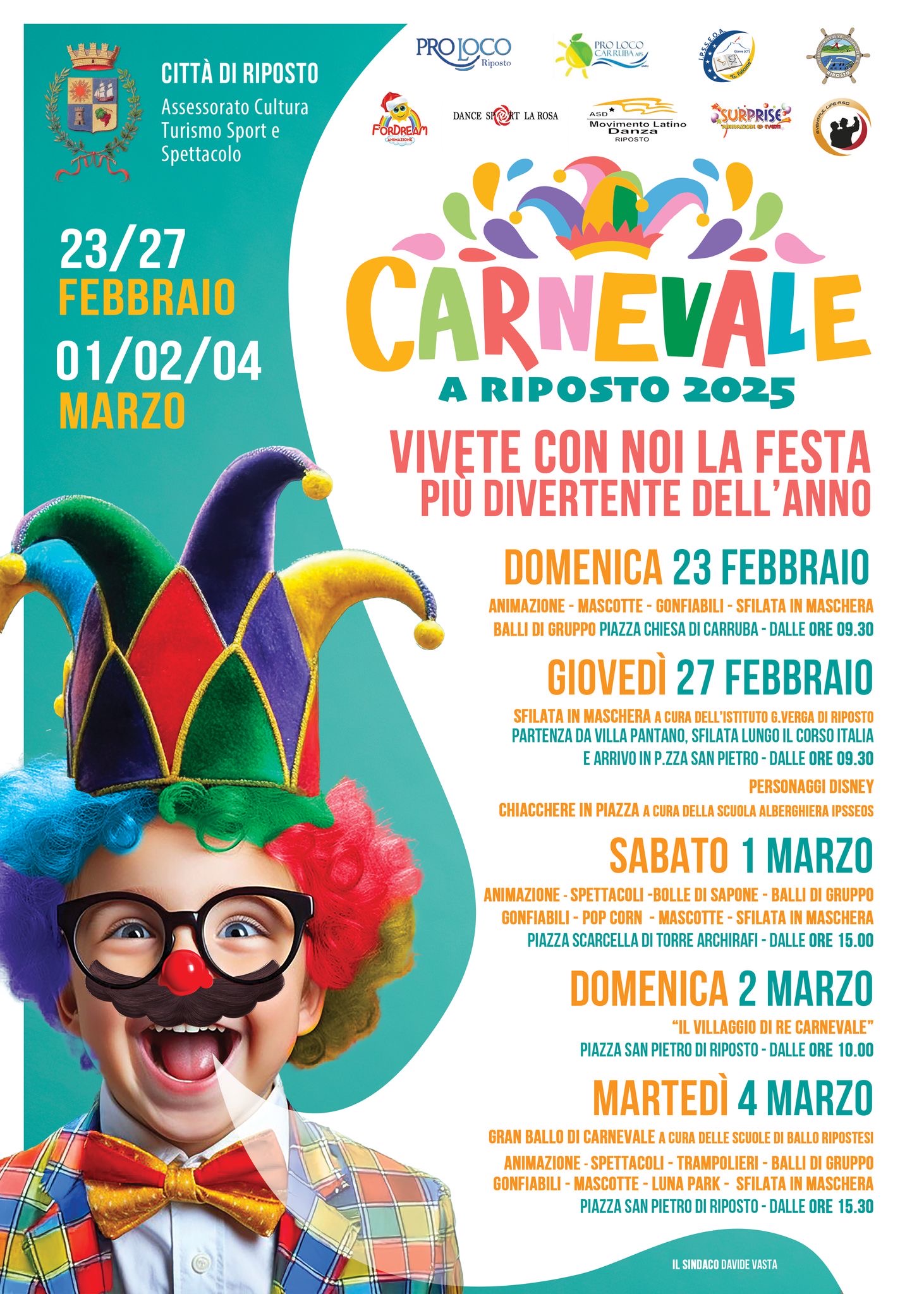 Riposto, tutto pronto per il Carnevale 2025 tra sfilate in maschera, musica e animazione dal centro storico alle frazioni