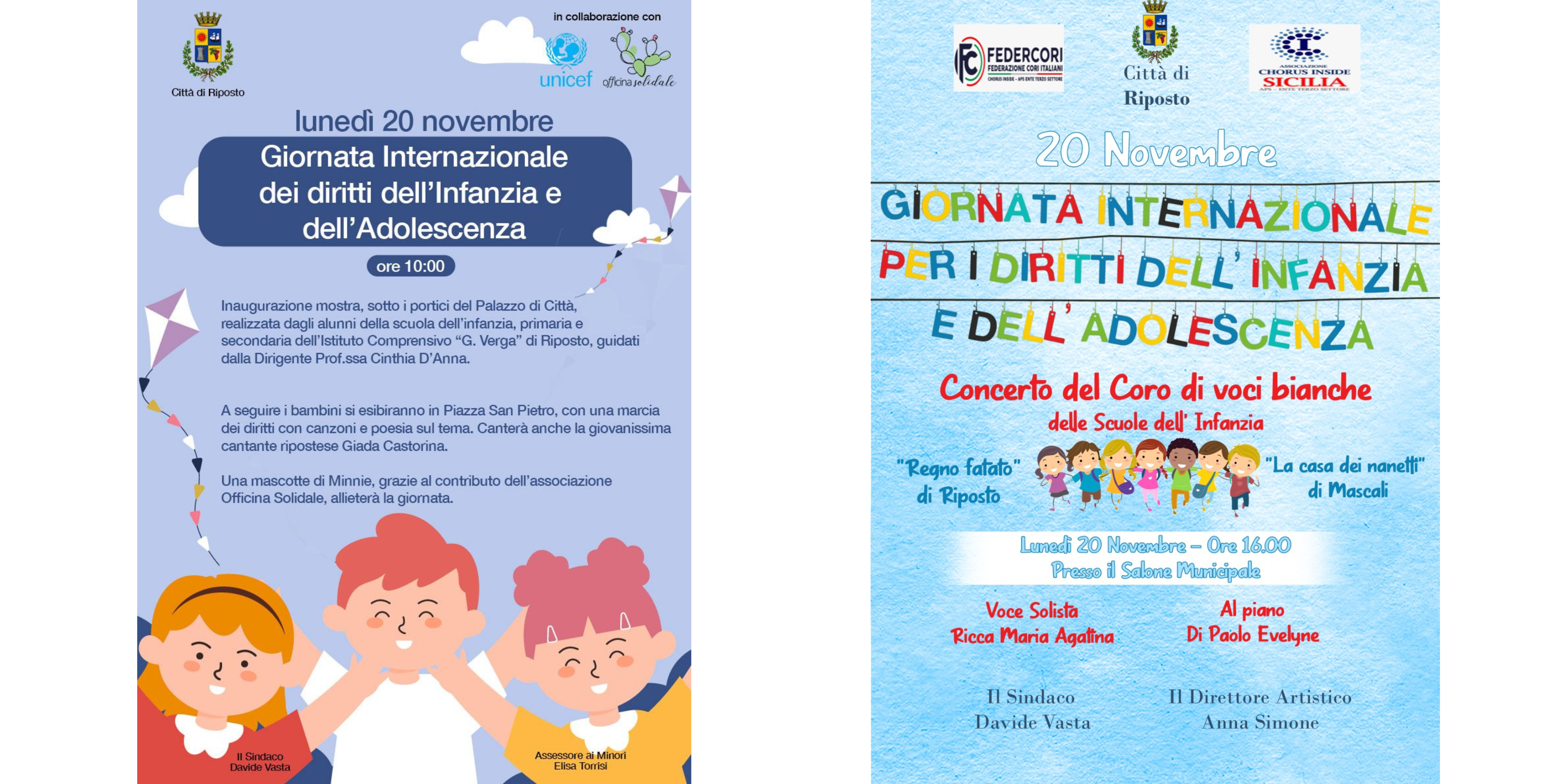 Il 20 novembre Riposto celebra la Giornata Internazionale dell’Infanzia e dell’Adolescenza